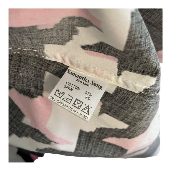 Samantha Sung Pink Black Houndstooth Print Shirt Dress Wrap Belt Pockets Size S - Picture 9 of 11